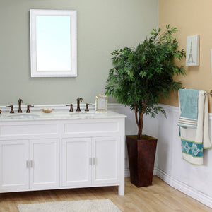 Bellaterra 60 in Double Sink Vanity-Wood 600168-60B-W, White, Front