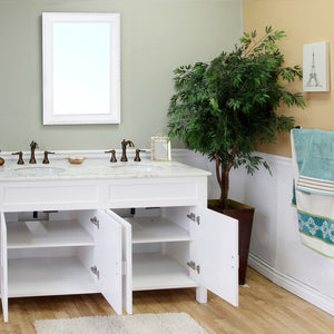 Bellaterra 60 in Double Sink Vanity-Wood 600168-60B-W, White, Open