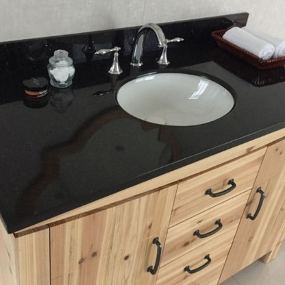 Bellaterra 48 in Single Sink Vanity-Solid Fir-Natural 6001C-48-NL-BG-JW, Black Galaxy Granite, Basin