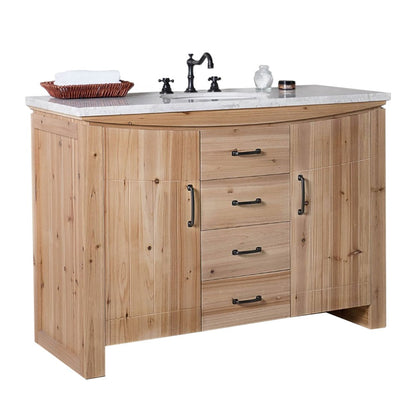 Bellaterra 48 in Single Sink Vanity-Solid Fir-Natural 6001C-48-NL-BG-JW, Jazz White Marble, Front