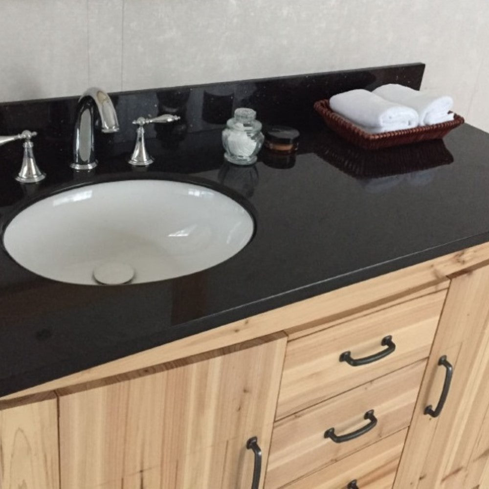 Bellaterra 48 in Single Sink Vanity-Solid Fir-Natural 6001L-48-NL-BG-JW, Black Galaxy Granite, Basin