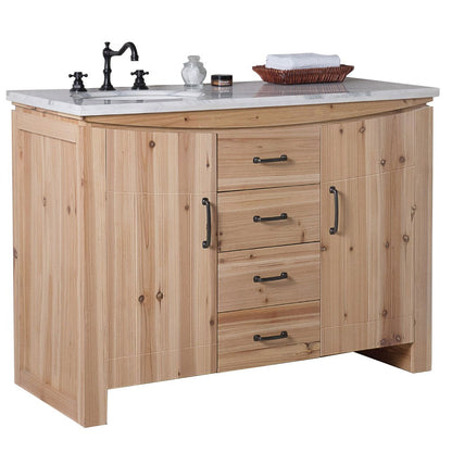 Bellaterra 48 in Single Sink Vanity-Solid Fir-Natural 6001L-48-NL-BG-JW, Jazz White Marble, Front