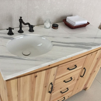 Bellaterra 48 in Single Sink Vanity-Solid Fir-Natural 6001L-48-NL-BG-JW, Jazz White Marble, Basin