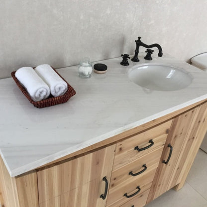 Bellaterra 48 in Single Sink Vanity-Solid Fir-Natural 6001R-48-NL-BG-JW, Jazz White Marble, Basin