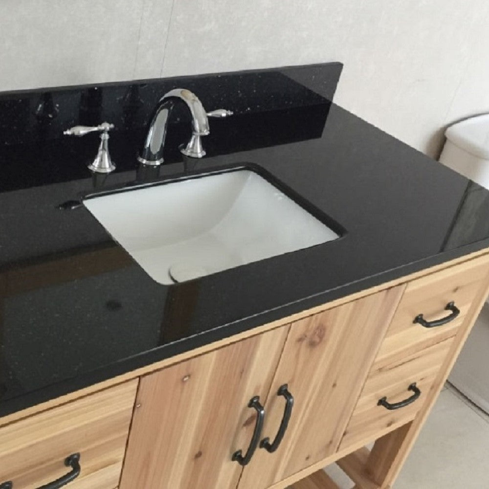 Bellaterra 6003-48-NL-BG Single Sink Vanity-Solid Fir-Natural Black Galaxy Granite - Top