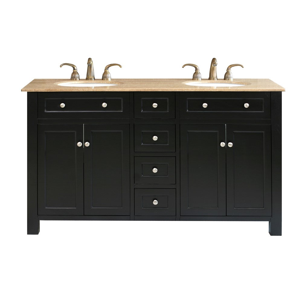 Bellaterra 62 in Double Sink Vanity Wood-Black 603210, Front