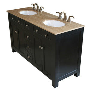 Bellaterra 62 in Double Sink Vanity Wood-Black 603210, Front