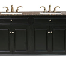 Load image into Gallery viewer, Bellaterra 62 in Double Sink Vanity-Wood 603215-62B-BB-TR-BG, Ebony / Baltic Brown Marble, Front CLose