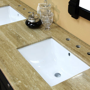 Bellaterra 62 in Double Sink Vanity-Wood 603215-62B-BB-TR-BG, Ebony / Travertine, Sink