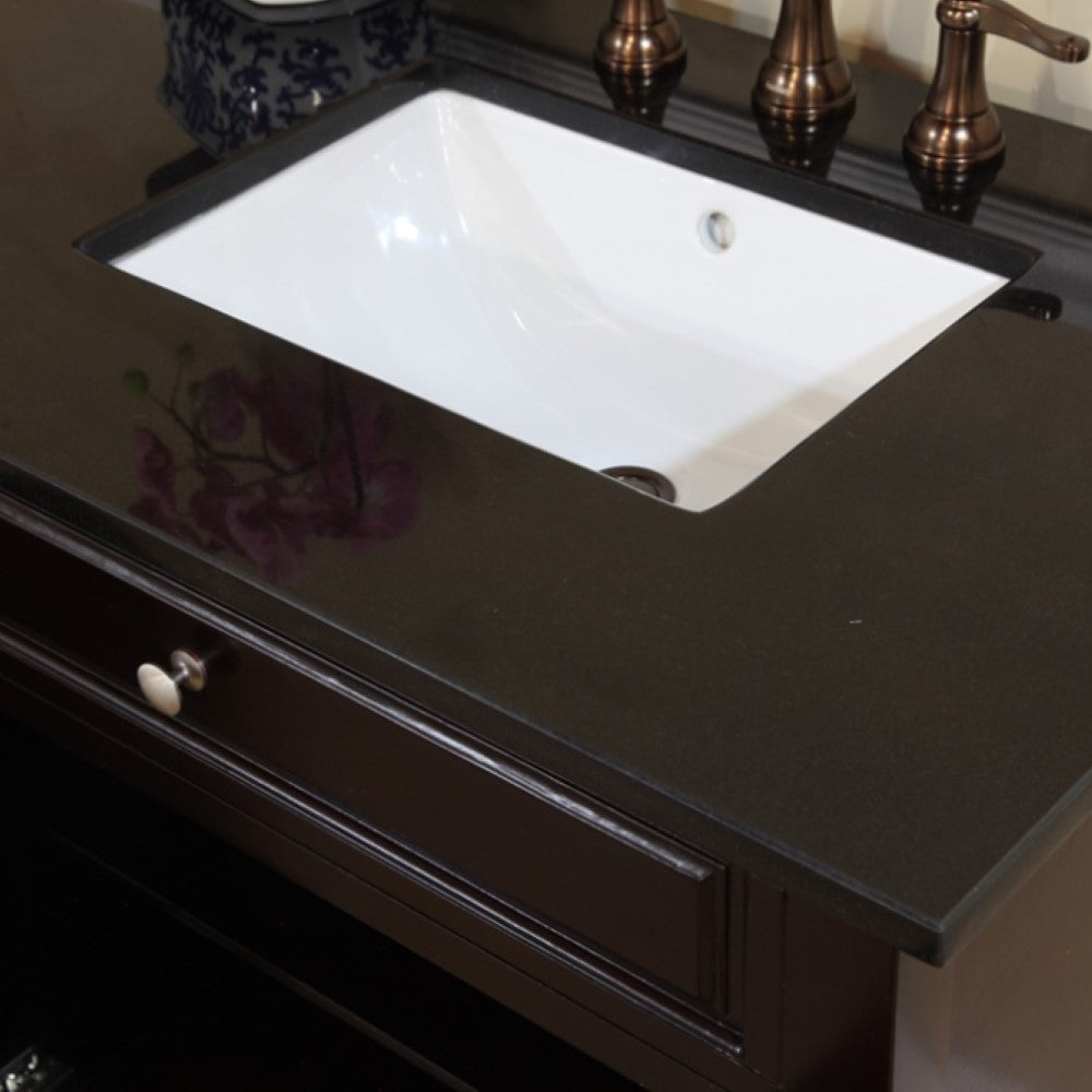 Bellaterra 62 in Double Sink Vanity-Wood 603215-62B-BB-TR-BG, dark mahogany / Black Galaxy Granite, SInk