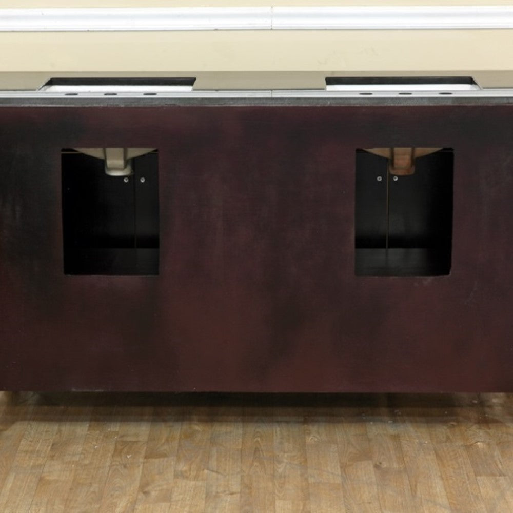 Bellaterra 62 in Double Sink Vanity-Wood 603215-62B-BB-TR-BG, dark mahogany / Black Galaxy Granite, Backside