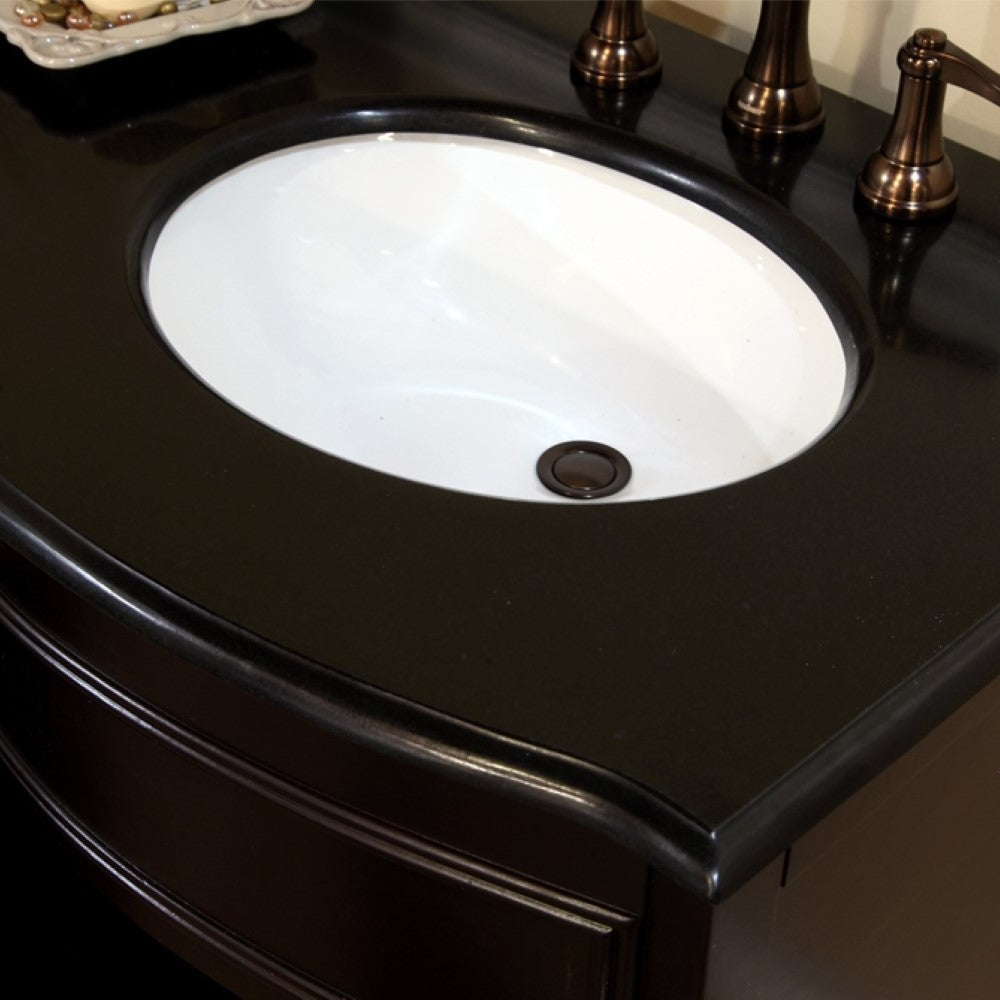 Bellaterra 62 in Double Sink Vanity with Counter Top 603316-DM, dark mahogany / Black Galaxy Granite, Sink