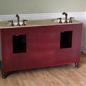 Bellaterra 62 in Double Sink Vanity-Wood-Walnut-Travertine 603316, Backside