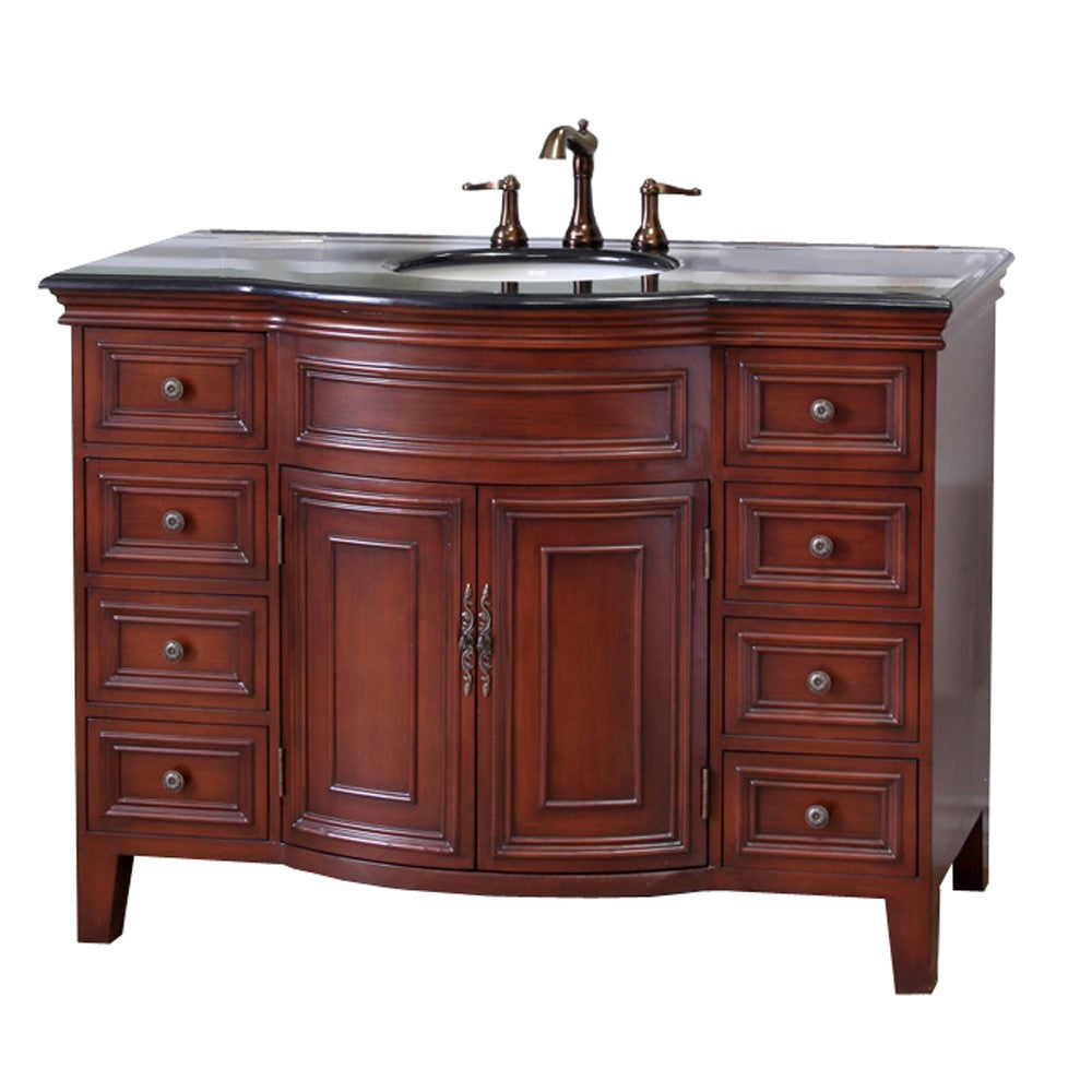 Bellaterra 48 in Single Sink Vanity-Wood-Brown Cherry 605115, Front