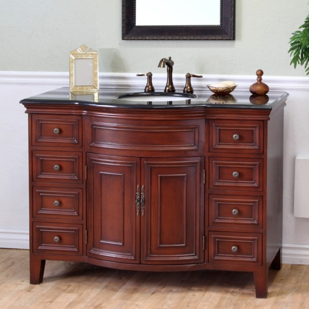 Bellaterra 48 in Single Sink Vanity-Wood-Brown Cherry 605115, Front