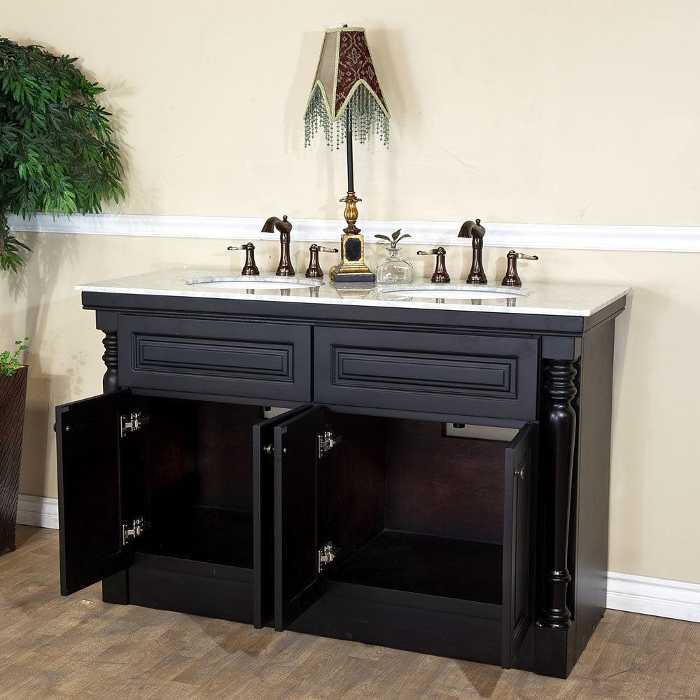 Bellaterra 55 in Double Sink Vanity-Dark Mahogany 605522A, Open doors