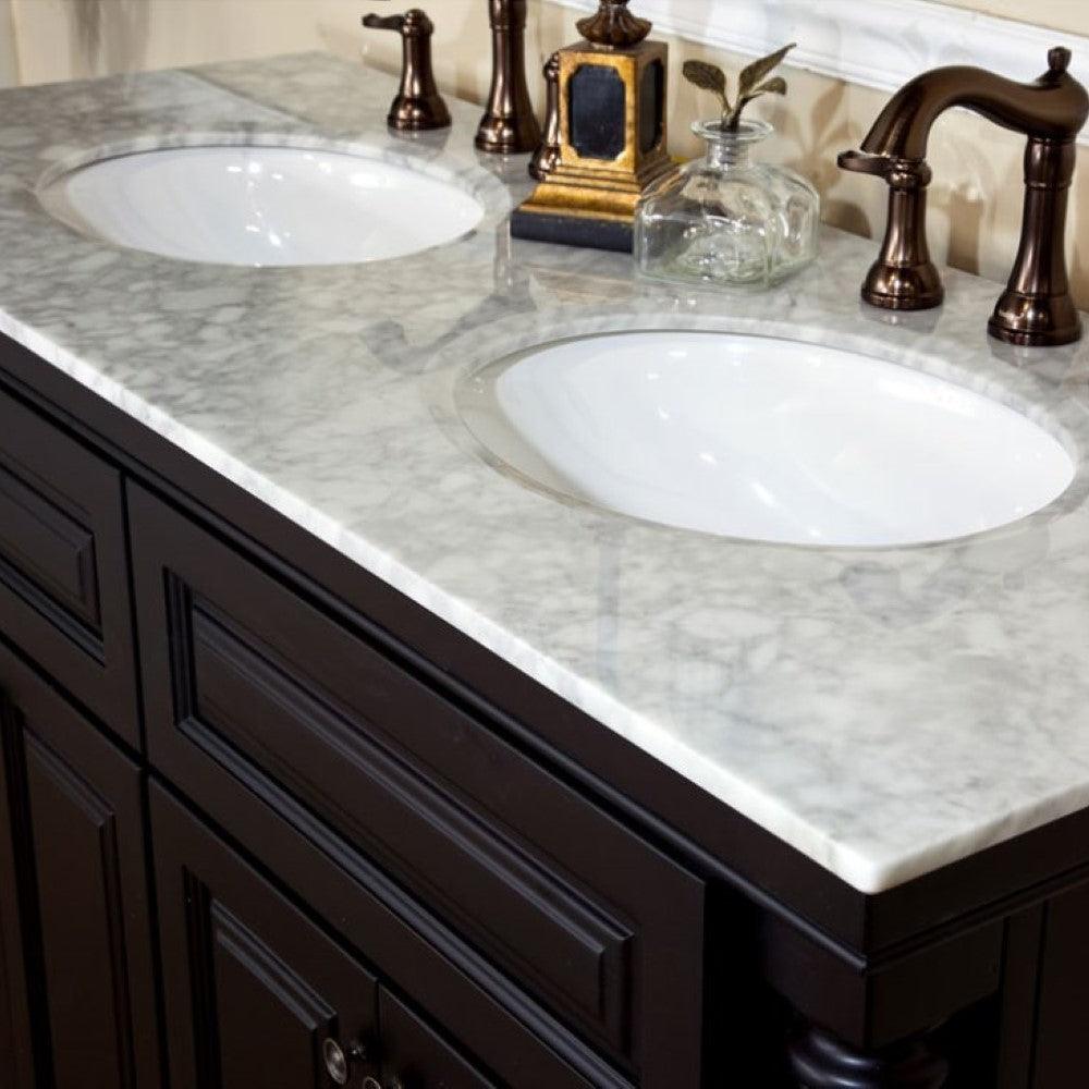 Bellaterra 55 in Double Sink Vanity-Dark Mahogany 605522A, Top View