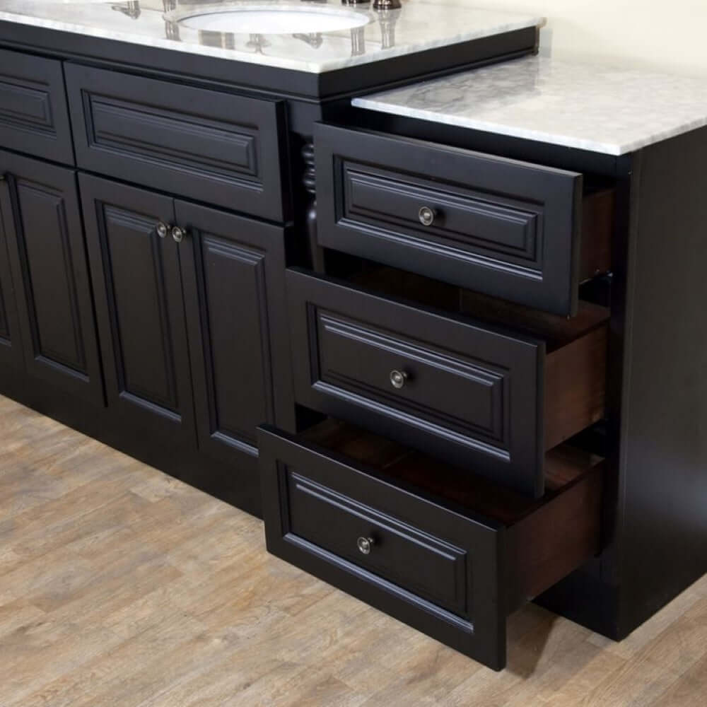 Bellaterra 74 in Double Sink Vanity-Dark Mahogany 605522B, Drawers