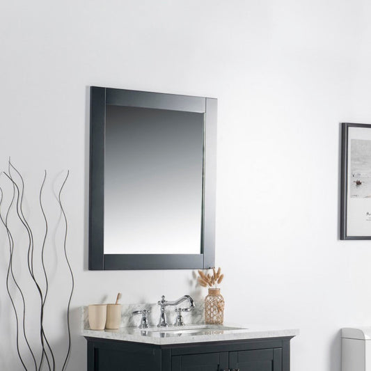 Bellaterra 28 in. Solid Wood Frame Mirror- Dark Gray 7700-28-M-DG, Front