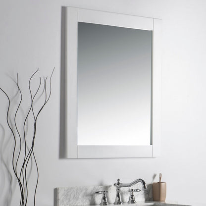 Bellaterra 28 in. Solid Wood Frame Mirror- White 7700-28-M-WH, Front