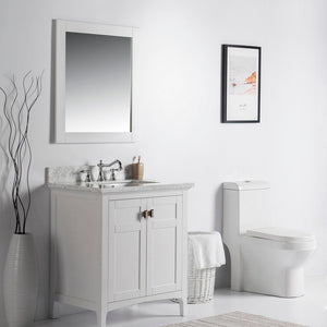 Bellaterra 28 in. Solid Wood Frame Mirror- White 7700-28-M-WH, Front