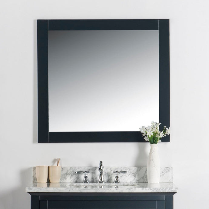 Bellaterra 34 in. Solid Wood Frame Mirror - Dark Gray 7700-34-M-DG, Front