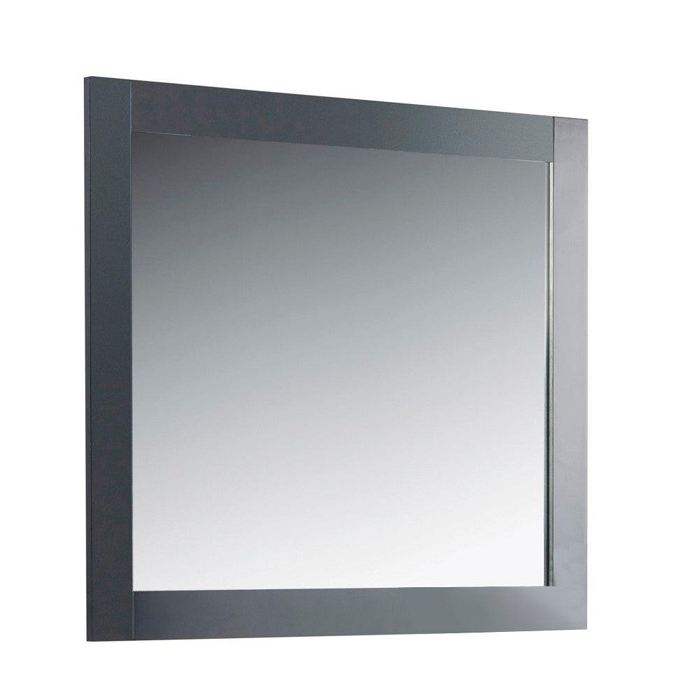 Bellaterra 34 in. Solid Wood Frame Mirror - Dark Gray 7700-34-M-DG, Front