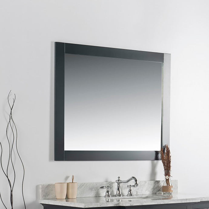 Bellaterra 40 in. Solid Wood Frame Mirror- Dark Gray 7700-40-M-DG, Front
