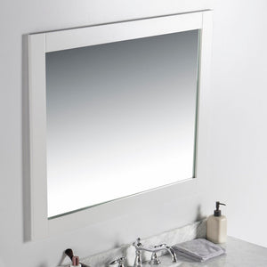 Bellaterra 40 in. Solid Wood Frame Mirror- White 7700-40-M-WH, Sideview