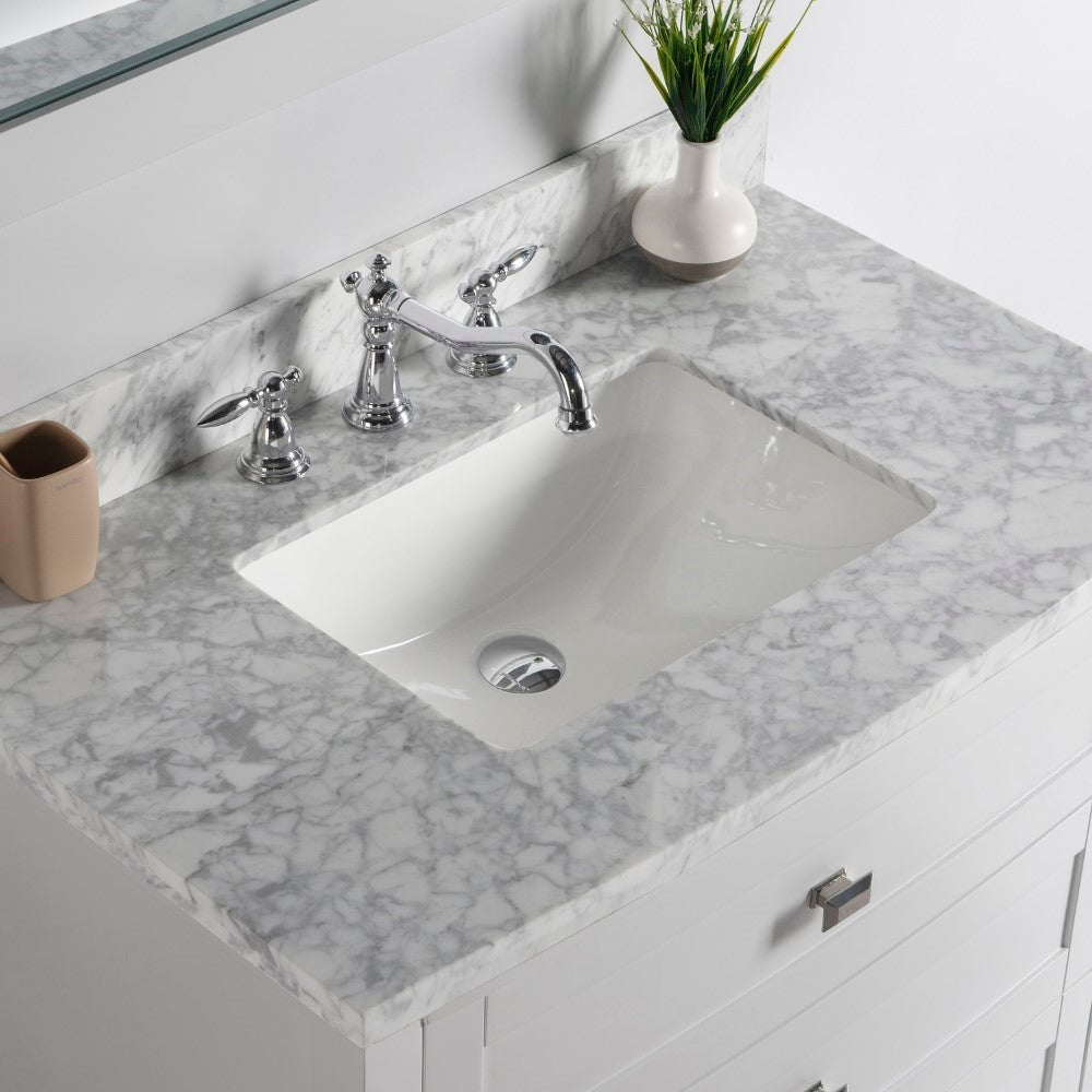 Bellaterra 36” White Carrara Laminated Countertop-Rectangular Sink 77612-36-WMR