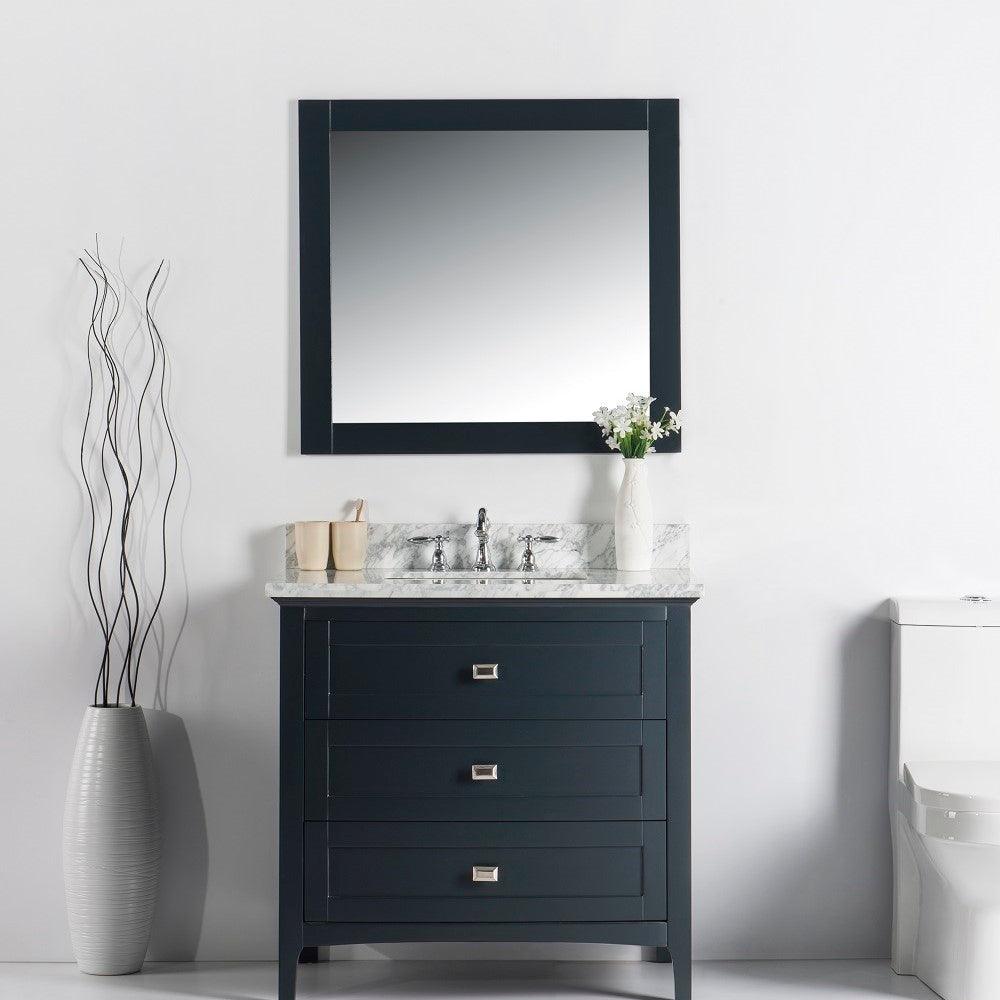 Bellaterra 77612-DG-WH-WM 36" Single Vanity - White Marble Top - Dark Gray, Front 