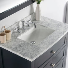 Load image into Gallery viewer, Bellaterra 77612-DG-WH-WM 36&quot; Single Vanity - White Marble Top - Dark Gray, Top View