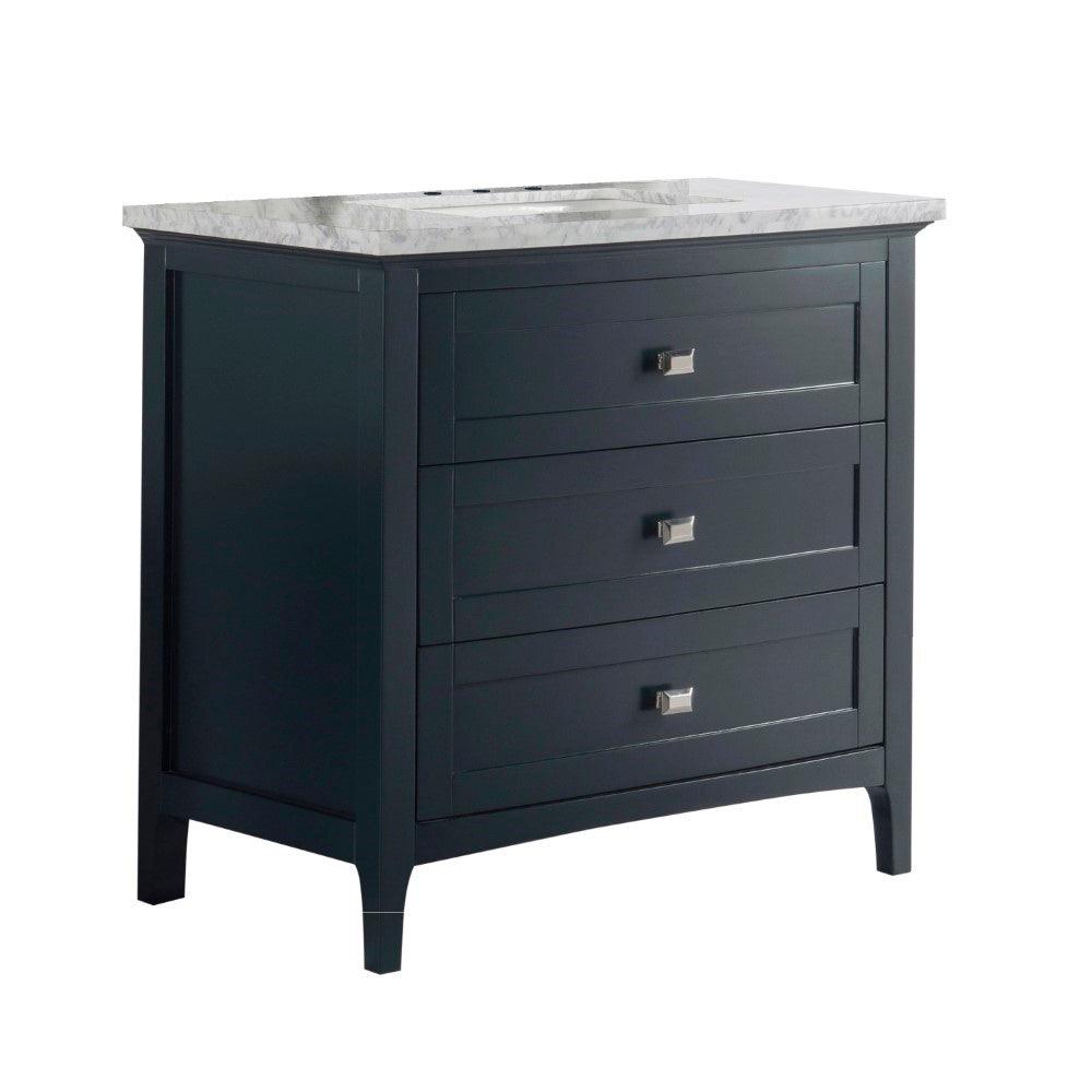 Bellaterra 77612-DG-WH-WM 36" Single Vanity - White Marble Top - Dark Gray, Front
