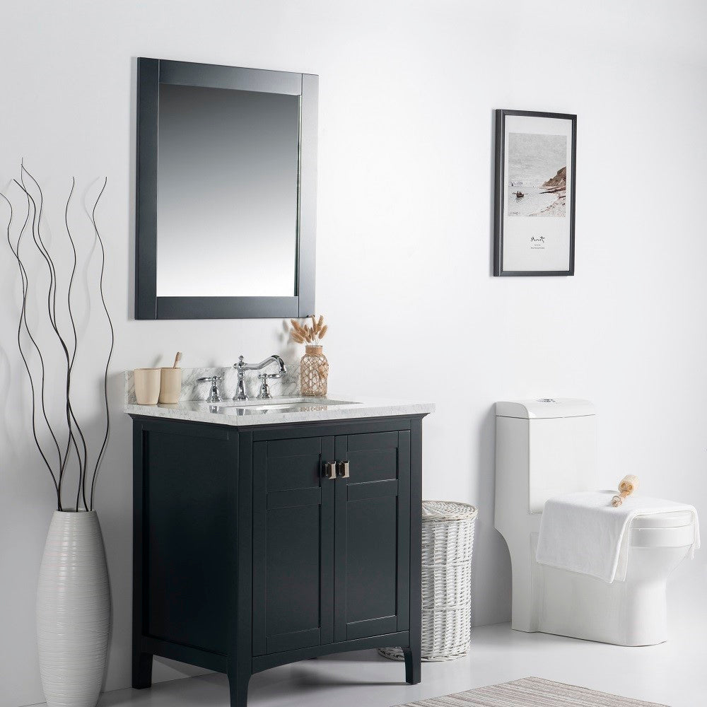 Bellaterra 77613-DG-WM 31" Single Vanity - White Marble Top Dark Gray