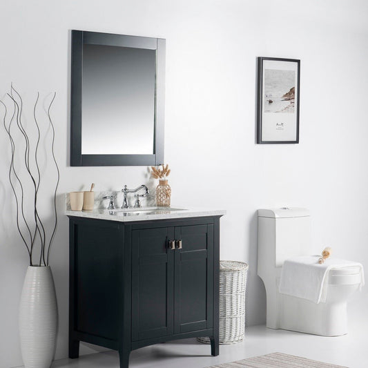 Bellaterra 77613-DG-WM 31" Single Vanity - White Marble Top Dark Gray