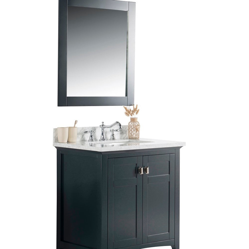 Bellaterra 77613-DG-WM 31" Single Vanity - White Marble Top Dark Gray