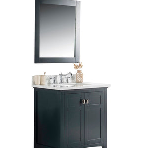Bellaterra 77613-DG-WM 31" Single Bathroom Vanity Sink White Marble Tops