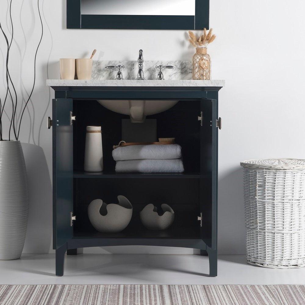 Bellaterra 77613-DG-WM 31" Single Bathroom Vanity Sink White Marble Tops