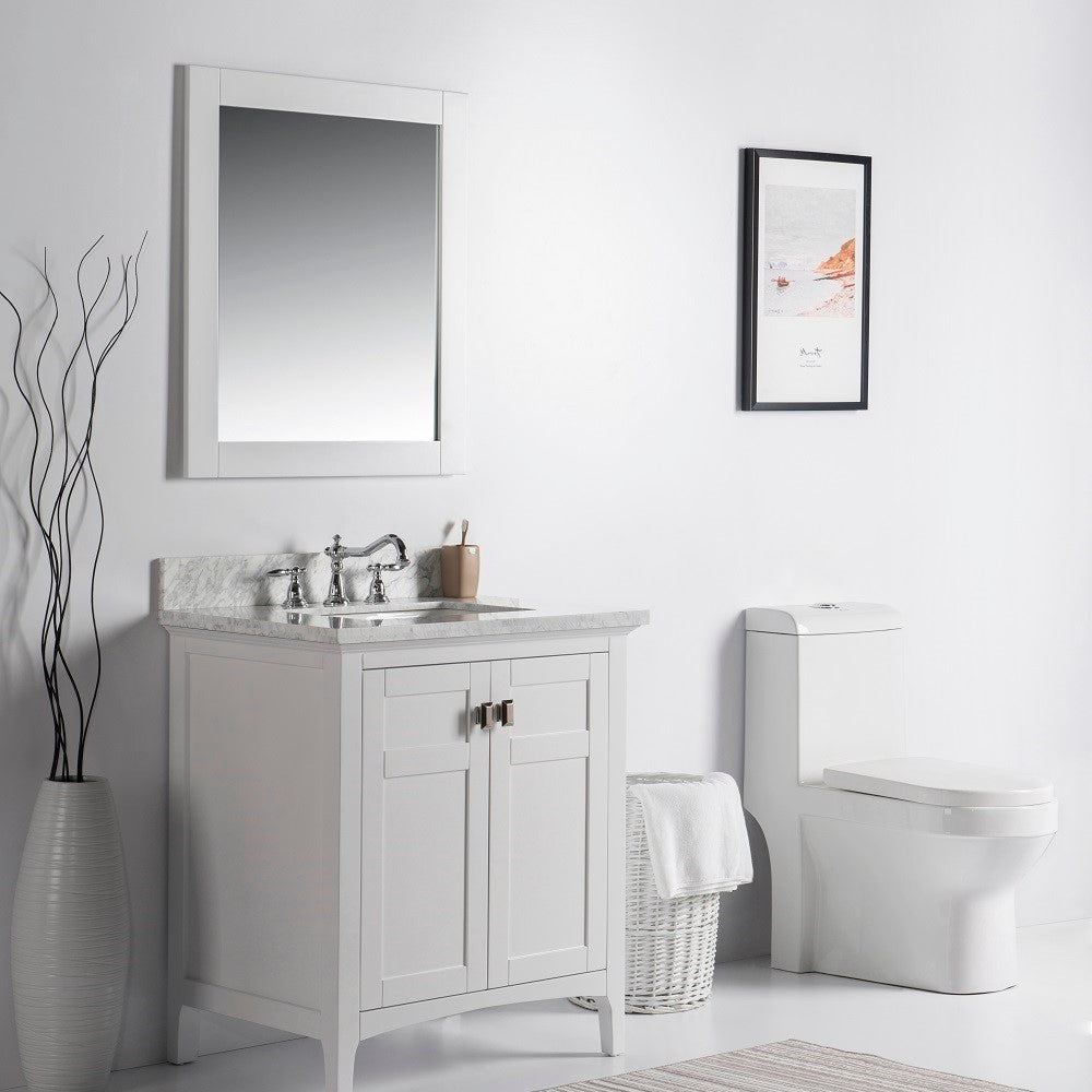 Bellaterra 77613-WH-WM 31" Single Vanity - White Marble Top White