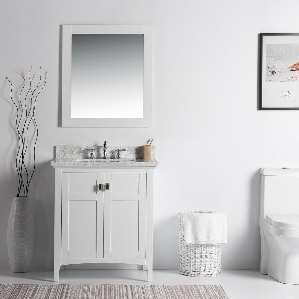 Bellaterra 77613-WH-WM 31" Single Bathroom Vanity Sink White Marble Tops