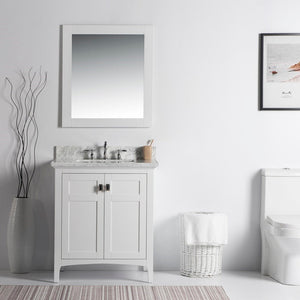 Bellaterra 77613-WH-WM 31" Single Bathroom Vanity Sink White Marble Tops