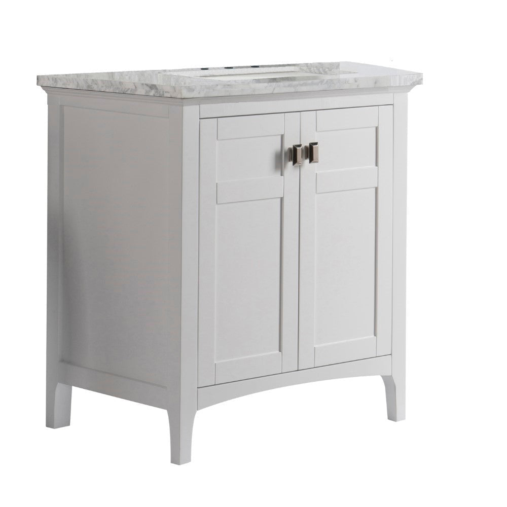 Bellaterra 77613-WH-WM 31" Single Vanity - White Marble Top White