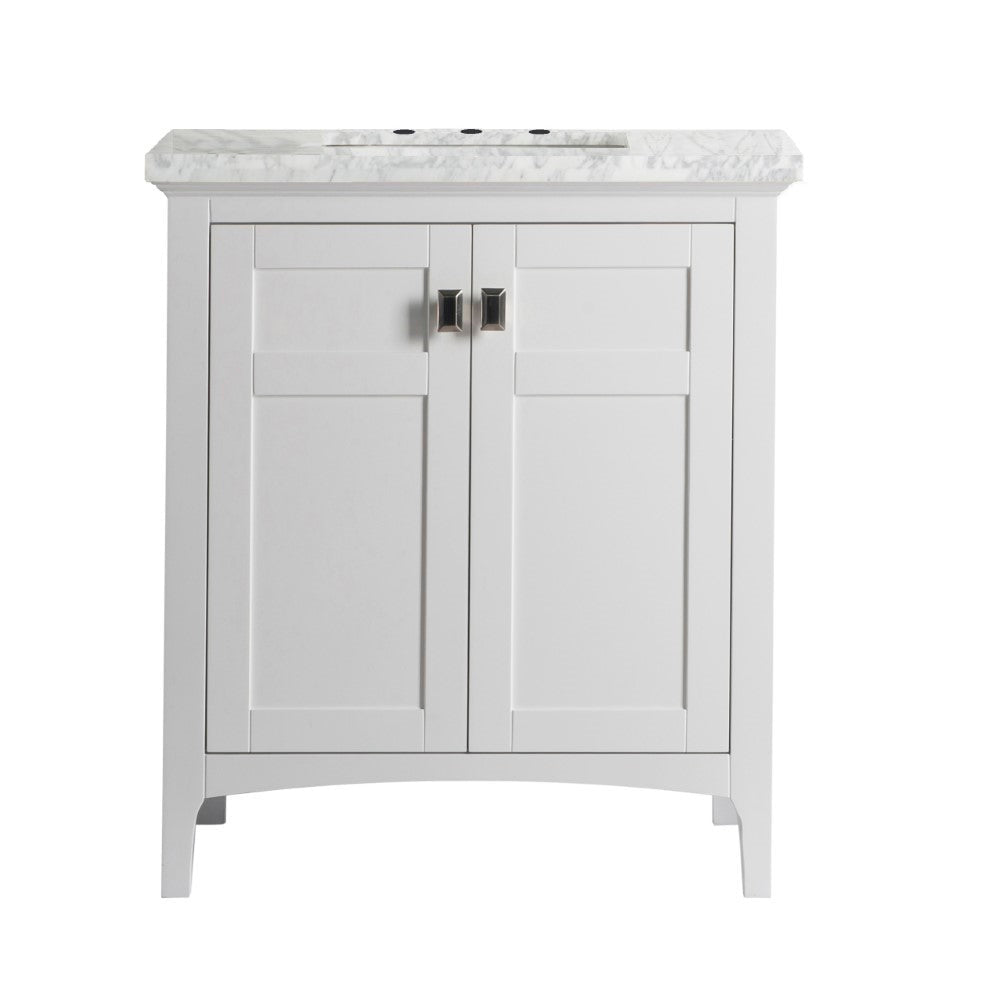 Bellaterra 77613-WH-WM 31" Single Vanity - White Marble Top White