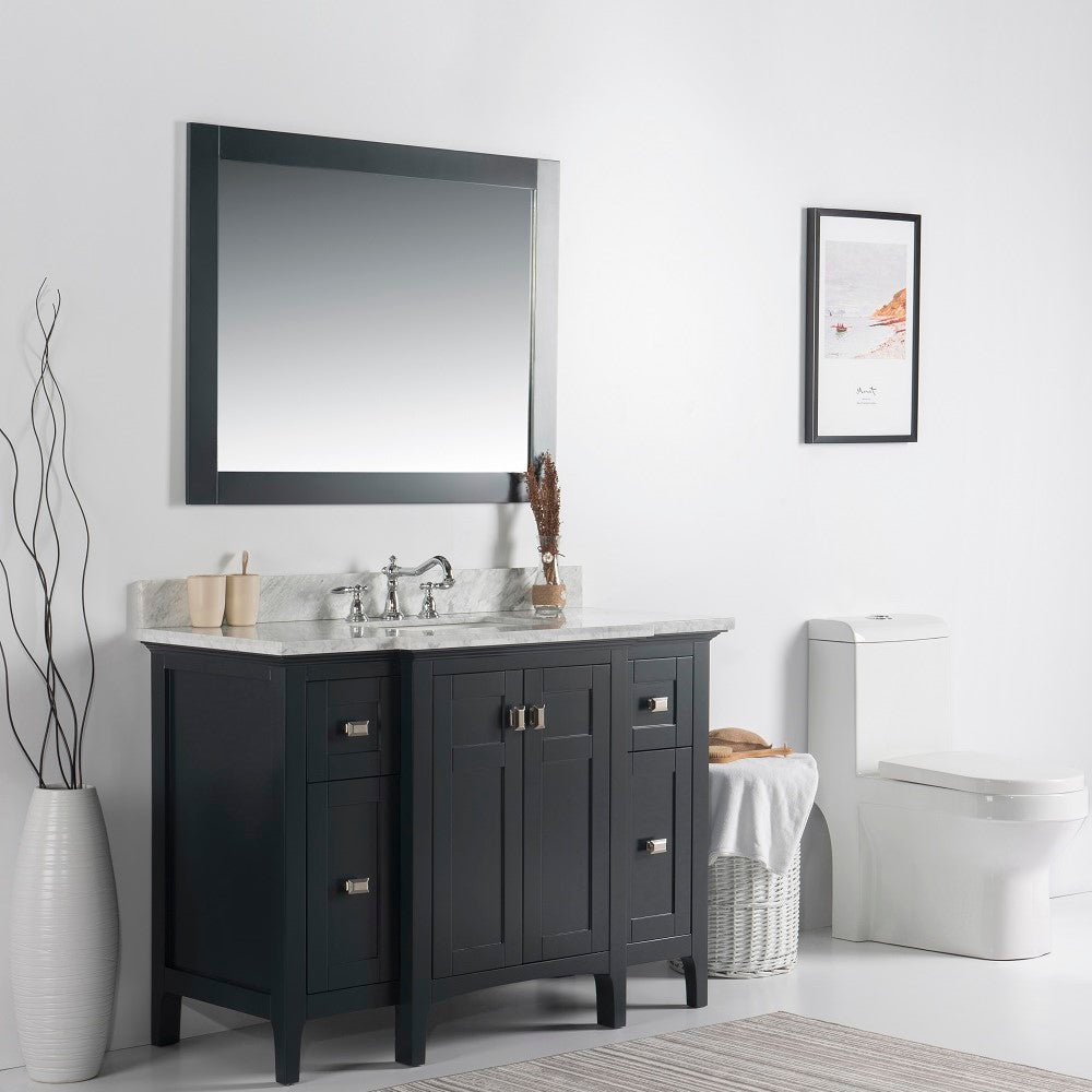 Bellaterra 49" Single Vanity - White Marble Top 77614-DG-WH-WM, Dark Gray, Front