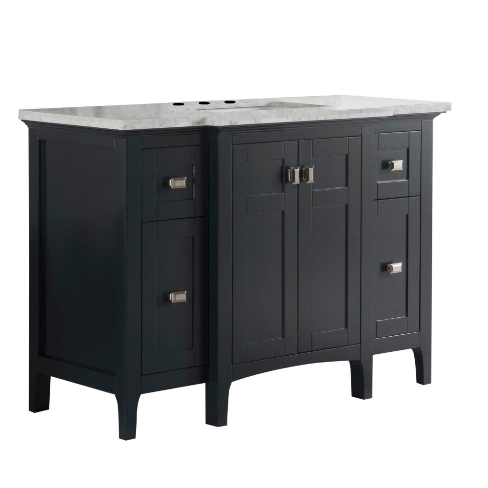 Bellaterra 49" Single Vanity - White Marble Top 77614-DG-WH-WM, Dark Gray, Front