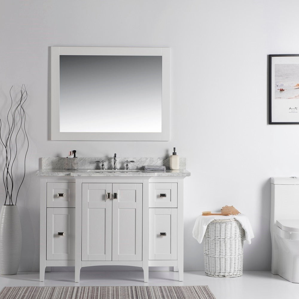 Bellaterra 49" Single Vanity - White Marble Top 77614-DG-WH-WM, White, Front