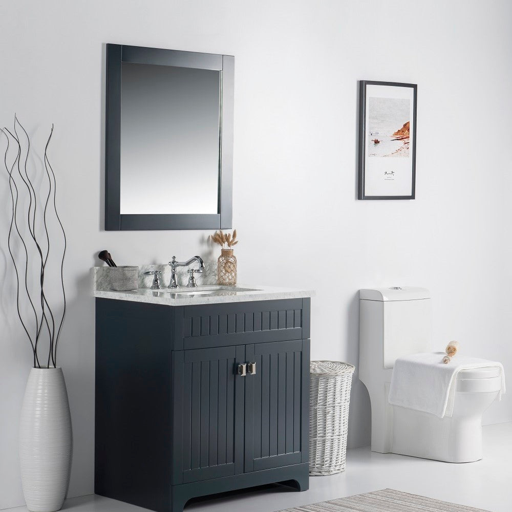 Bellaterra 77615-DG-WM 31" Single Vanity - White Marble Top (Dark Gray)