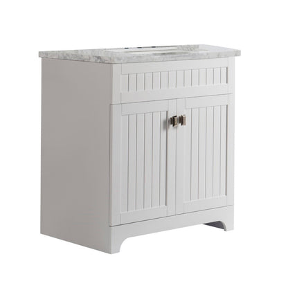 Bellaterra 77615-WH-WM 31" Single Vanity - WHite Marble Top (White)