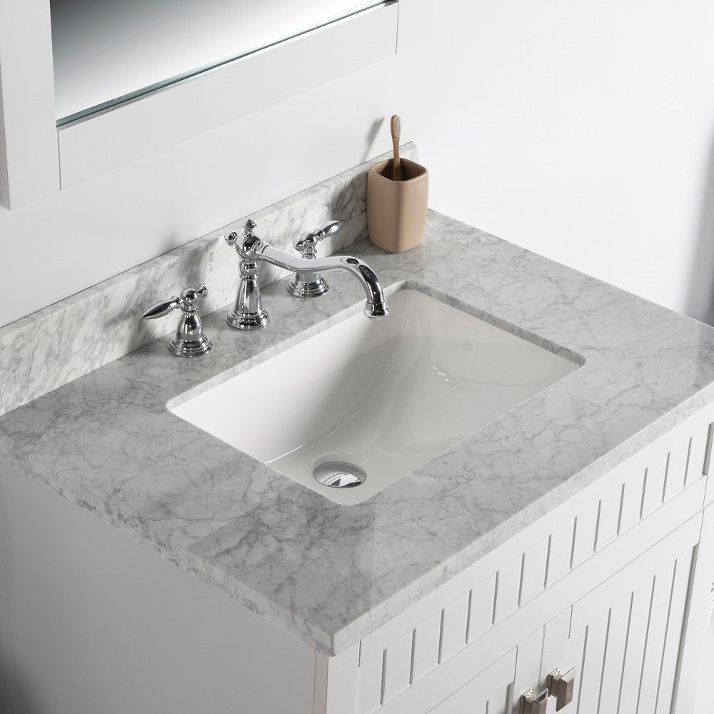 Bellaterra 77615-WH-WM 31" Single Vanity - WHite Marble Top (White)