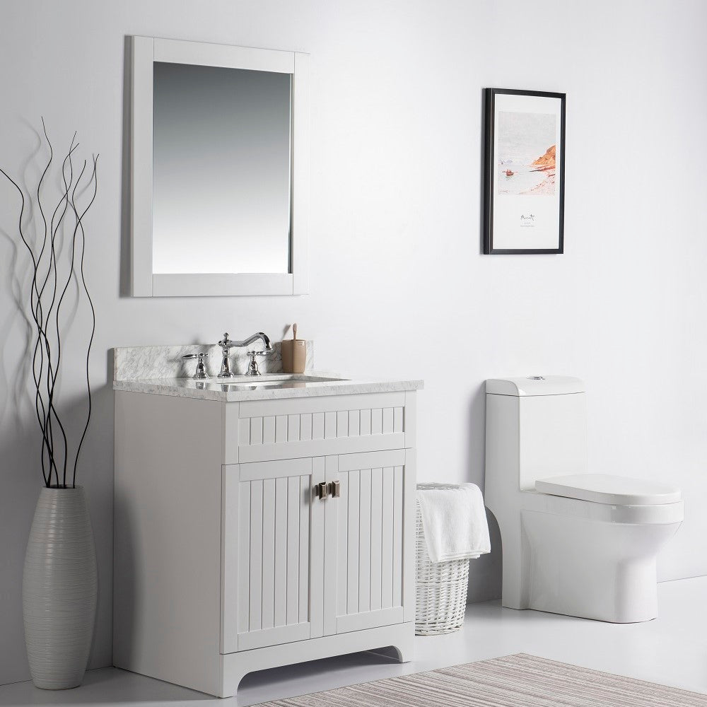 Bellaterra 77615-WH-WM 31" Single Vanity - WHite Marble Top (White)